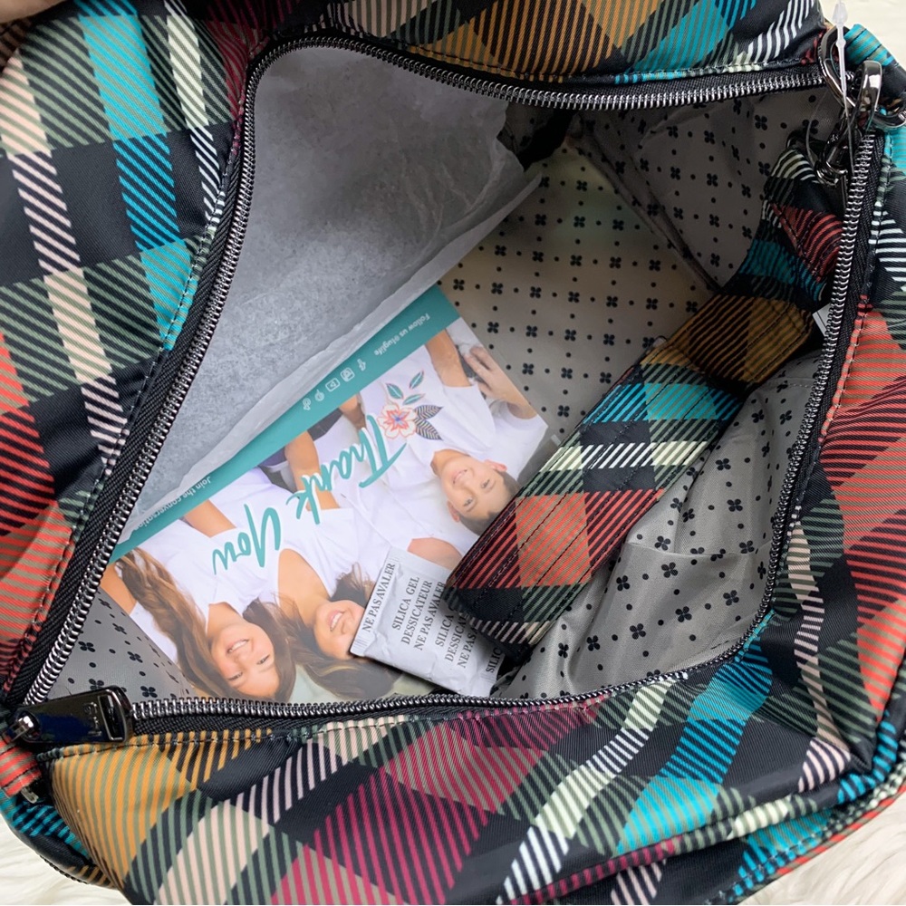 Lug Rumble Satchel Bag Playful Plaid Autumn NEW RFID Crossbody Rainbow Quilted - Picture 9 of 12